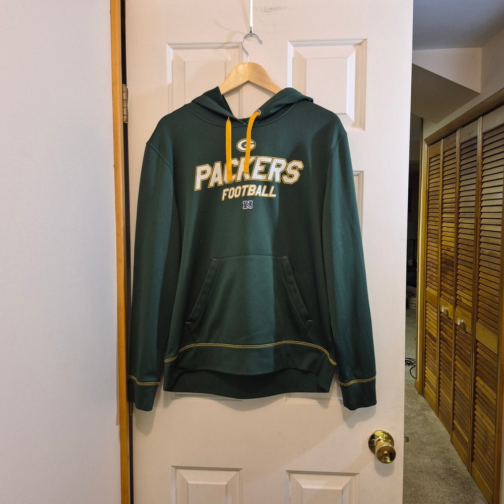 NFL Team Apparel Green Bay Packers Football Hoodie Mens Large Green FX3 Warm